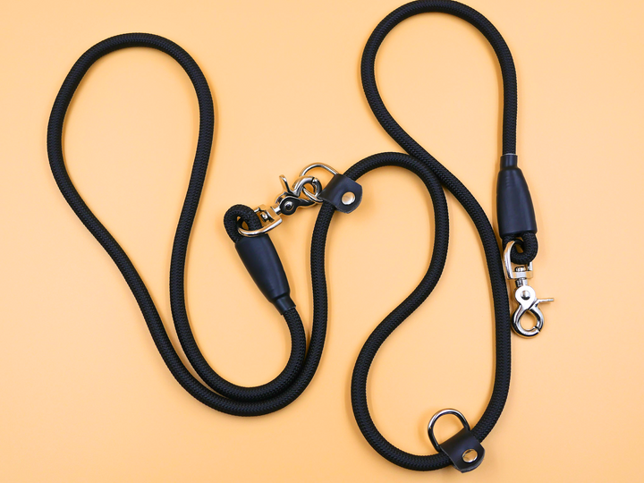 Greyt Multi-function Rope Leash (2m), black greyhound leash