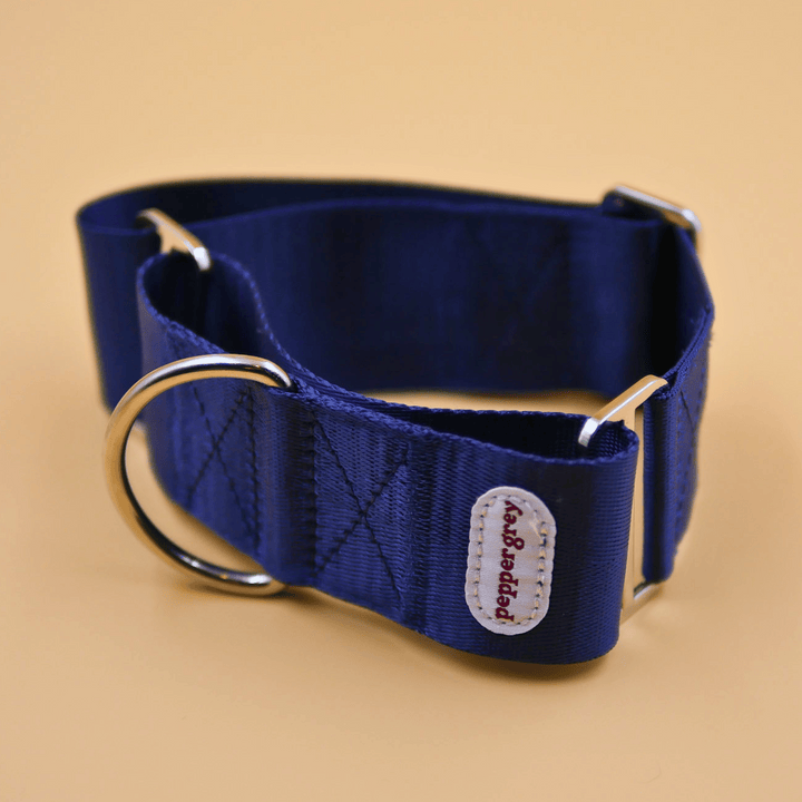 The Navy Collar, simple navy greyhound martingale collar